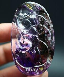285.7Ct Natural Purple Crystal Super Seven Carving Fish Quartz Pendant Polished