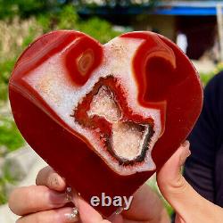 290G Natural and beautiful agate crystal cave heart Druze piece super large