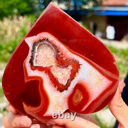 290G Natural and beautiful agate crystal cave heart Druze piece super large