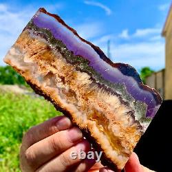 305g Natural super 7 fluorite slab with pyrite Crystal stone specimens cure