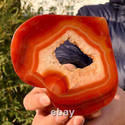 308G Natural and beautiful agate crystal cave heart Druze piece super large