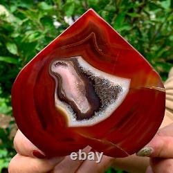 316g Natural beautiful heart-shaped agate crystal cave super large gem