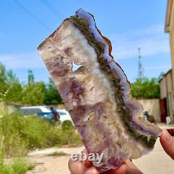327G Natural super 7 fluorite slab with pyrite Crystal stone specimens cure