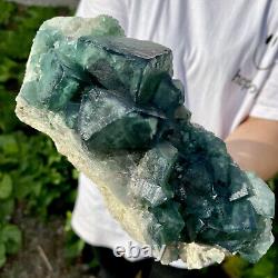 3.21LB Natural super beautiful green fluorite crystal ore standard sampl