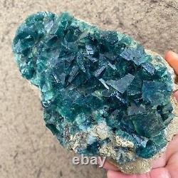 3.26LB natural super beautiful green fluorite crystal ore standard sample
