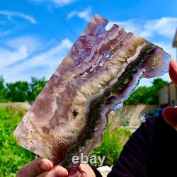 409G Natural super 7 fluorite slab with pyrite Crystal stone specimens cure