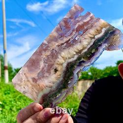 409G Natural super 7 fluorite slab with pyrite Crystal stone specimens cure