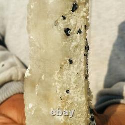 413g Supernatural White Quartz Crystal Point Specularite Wand Rough Specimen