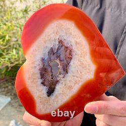 418G Natural and beautiful agate crystal cave heart Druze piece super large