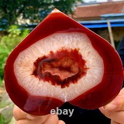 423g Natural beautiful heart-shaped agate crystal cave super large gem