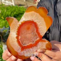 428G Natural and beautiful agate crystal Palm, super large Gemsto 804
