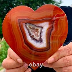 443g Natural beautiful heart-shaped agate crystal cave super large gem
