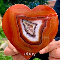 443g Natural beautiful heart-shaped agate crystal cave super large gem