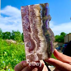 486G Natural super 7 fluorite slab with pyrite Crystal stone specimens cure
