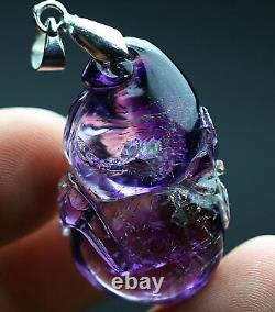 49.1Ct Natural Purple Rutile Super Seven Crystal Quartz Carving Pendant Polished
