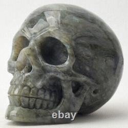 4.1 Natural Labradorite Skull, Super Realistic Hand Statue Reiki Healing