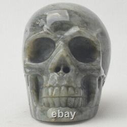 4.1 Natural Labradorite Skull, Super Realistic Hand Statue Reiki Healing