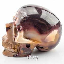 4.1'' Natural Mookiate Carved Crystal Skull, Super Realistic, Crystal Healing 724g