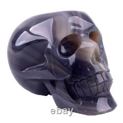 4.2'' Natural AGATE GEODE Carved Crystal Skull, Super Realistic
