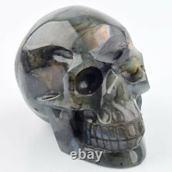 4.2 in Natural Labradorite Skull, Super Realistic Hand Statue Reiki Healing