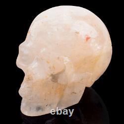 4.2 in Natural Quartz Rock Carved Crystal Skull, Crystal Healing, Super Realistic