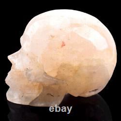 4.2 in Natural Quartz Rock Carved Crystal Skull, Crystal Healing, Super Realistic