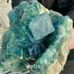 4.32LB Natural super beautiful green fluorite crystal ore standard sample