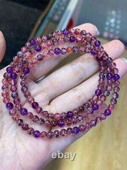 4.4mm Natural Brazil Super Seven 7 Melody Amethyst Crystal Round Beads Bracelet