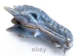 4.5'' Natural Agate Carved Crystal Dragon Skull, Super Realistic, Crystal Healing