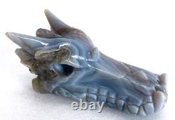 4.5'' Natural Agate Carved Crystal Dragon Skull, Super Realistic, Crystal Healing