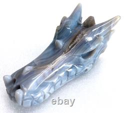 4.5'' Natural Agate Carved Crystal Dragon Skull, Super Realistic, Crystal Healing