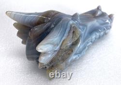 4.5'' Natural Agate Carved Crystal Dragon Skull, Super Realistic, Crystal Healing