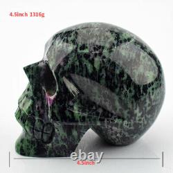 4.5'' Natural RUBY ZOISITE Carved Crystal Skull, Super Realistic, Crystal Healing