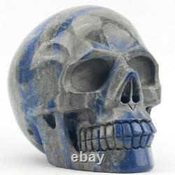 4.5 in Natural Lapis Lazuli Skull, Super Realistic Hand Statue Reiki Healing