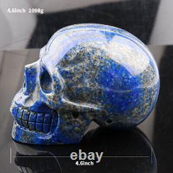 4.6'' Natural Lapis lazuli Carved Crystal Skull sculpture, Super Realistic