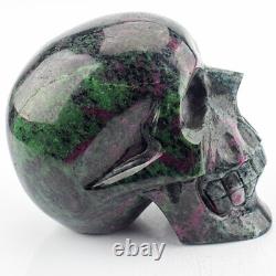 4.7'' Natural Ruby Zoisite Carved Crystal Skull, Super Realistic, Crystal Healing