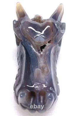 4.8'' Natural Agate Carved Crystal Dragon Skull, Super Realistic, Crystal Healing