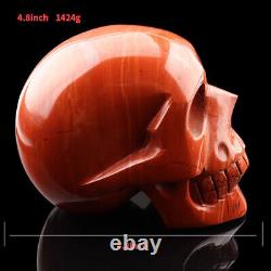 4.8'' Natural Redstone Carved Crystal Skull, Super Realistic, Crystal Healing