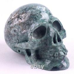4.9'' Natural Aquatic agate Carved Crystal Skull, Super Realistic Home collection