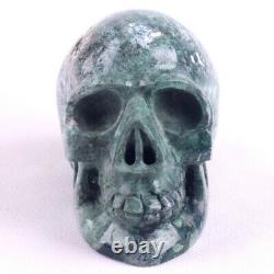 4.9'' Natural Aquatic agate Carved Crystal Skull, Super Realistic Home collection