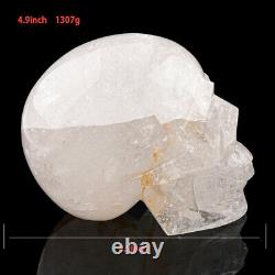 4.9'' Natural Quartz Rock Carved Crystal Skull, Crystal Healing, Super Realistic