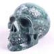 4.9in Natural Green grass Fluorite Carved Crystal Skull, Super Realistic