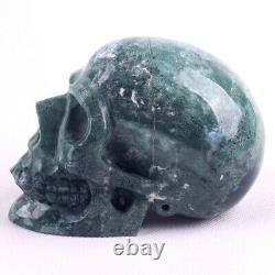 4.9in Natural Green grass Fluorite Carved Crystal Skull, Super Realistic