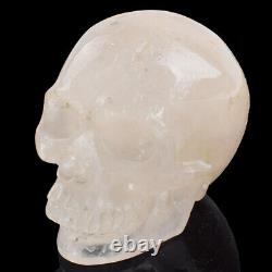 4.9in Natural Quartz Rock Carved Crystal Skull, Crystal Healing, Super Realistic