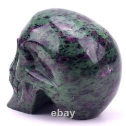 4'' Natural RUBY ZOISITE Carved Crystal Skull, Crystal Healing, Super Realistic
