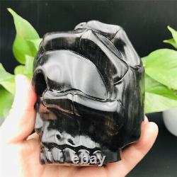 4inches hand carved super cool silver obsidian amazing skull quartz crystal