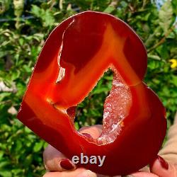 547g Natural beautiful heart-shaped agate crystal cave super large gem