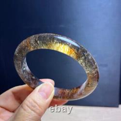 58mm Genuine Natural Black Super 7 Seven lepidocrocite Bangle Bracelet Handmade