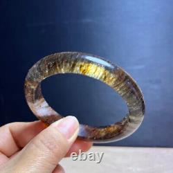 58mm Genuine Natural Black Super 7 Seven lepidocrocite Bangle Bracelet Handmade