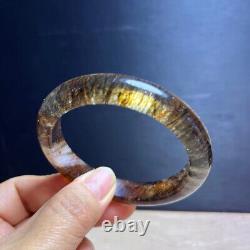 58mm Genuine Natural Black Super 7 Seven lepidocrocite Bangle Bracelet Handmade